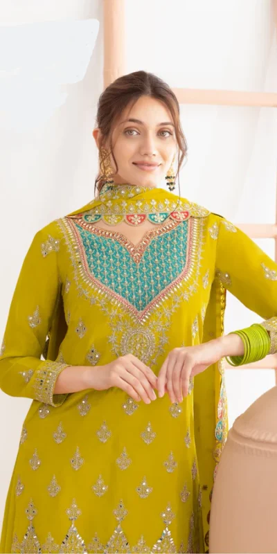 Aglow Green Chinon Embroider Work Salwar Suit | Jump Suits, Salwar suit, Casual Suits, Creative suits, Designer Suits, Palazzo Suits, Party Wear Suits, Patiala Suits, Straight Suits