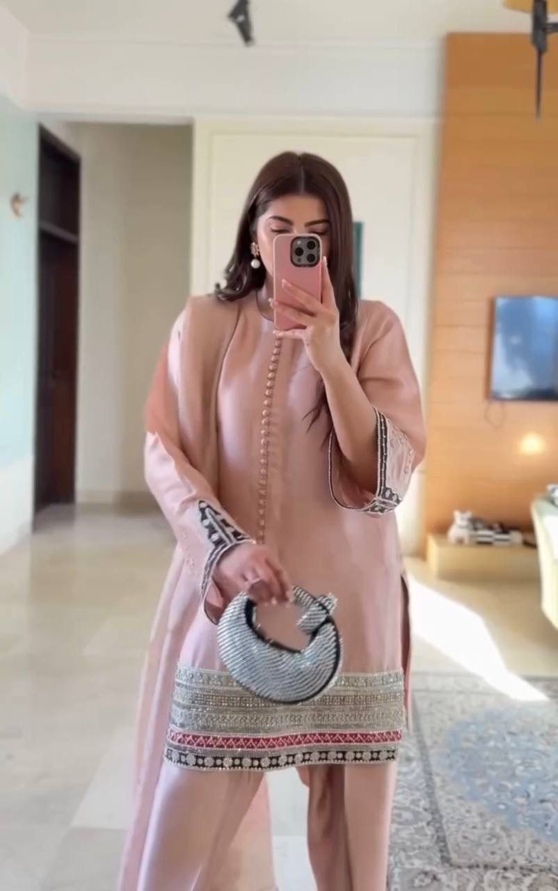 Aglow Light Pink Natural Crap Embroidery Work Salwar Suit | Jump Suits, Salwar suit, Casual Suits, Creative suits, Designer Suits, Palazzo Suits, Party Wear Suits, Patiala Suits, Straight Suits