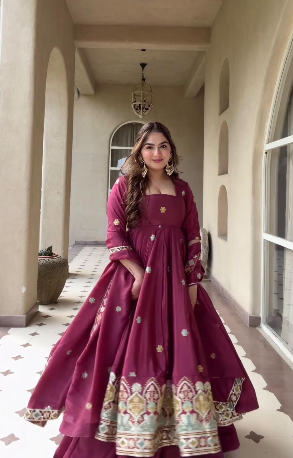 MD 3097 Red Color Natural Crep Anarkali Suit with Embroidery Work. Exclusive Offer ₹2649. Delivery 4-6 Working Days. Shop now. | Anarkali Suits, Bollywood Anarkali, Creative-Anarkali, Designer Anarkali, Embroidered Anarkali, Party Wear Anarkali