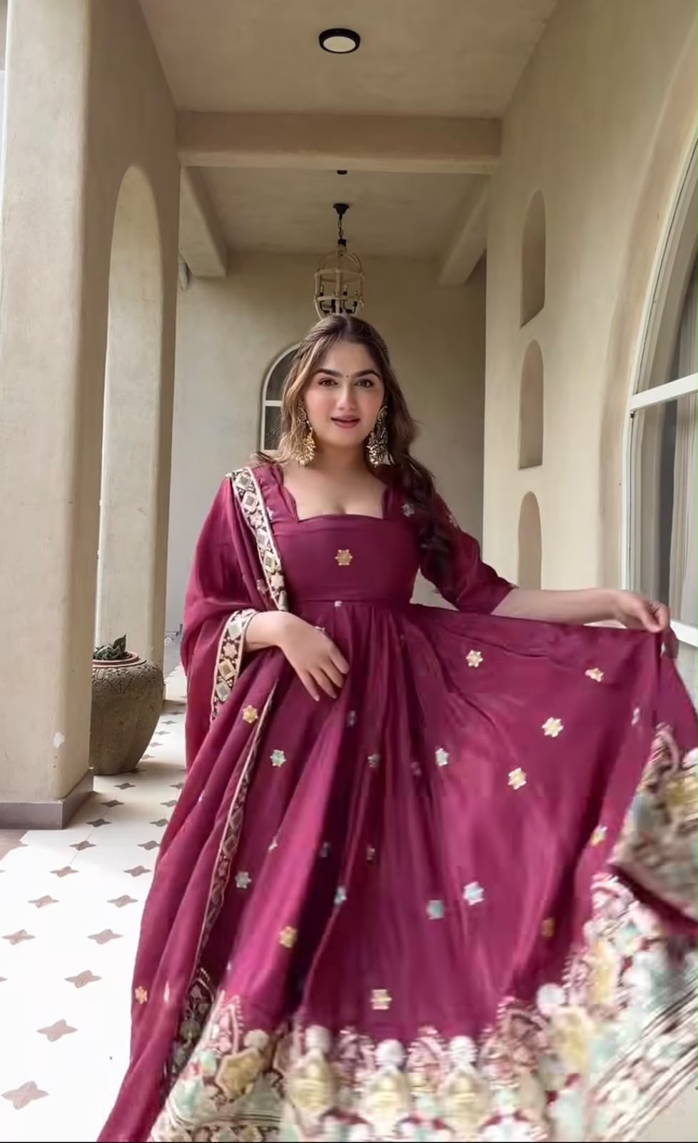 MD 3097 Red Color Natural Crep Anarkali Suit with Embroidery Work. Exclusive Offer ₹2649. Delivery 4-6 Working Days. Shop now. | Anarkali Suits, Bollywood Anarkali, Creative-Anarkali, Designer Anarkali, Embroidered Anarkali, Party Wear Anarkali