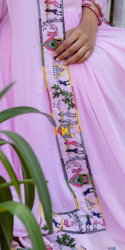 Alluring Pink Georgette Embroider Work Gown | Gowns, Bollywood Gowns, Creative Gowns, Designer Gowns, Embroidered Gowns, Party Wear Gowns
