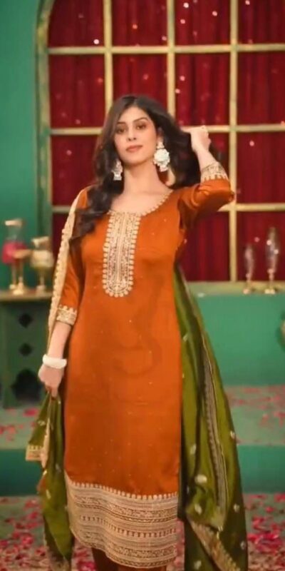 Angelic Orange Chinon Silk Embroider Work Salwar Suit | Jump Suits, Salwar suit, Casual Suits, Creative suits, Designer Suits, Palazzo Suits, Party Wear Suits, Patiala Suits, Straight Suits