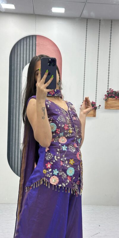 Angelic Purple Tissue Simmer Embroider Work Salwar Suit | Jump Suits, Salwar suit, Casual Suits, Creative suits, Designer Suits, Palazzo Suits, Party Wear Suits, Patiala Suits, Straight Suits