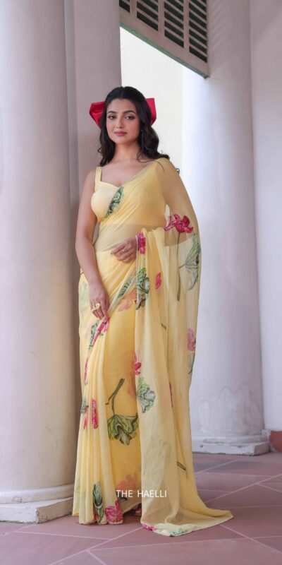Attractive Yellow Soft Tebby Silk Beads Sequins Work Saree | Sarees, Bollywood Sarees, Creative Sarees, Designer Sarees, Embroidered Sarees, Ethnic Saree, Modern Digital sarees, Party Wear Sarees