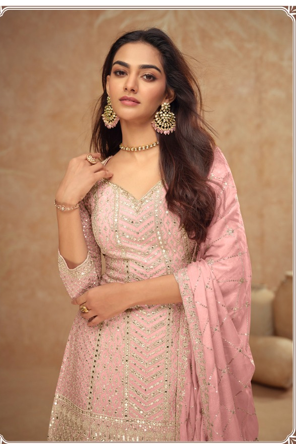 Baby Pink Chinon Sequence Work Salwar Suit | Jump Suits, Salwar suit, Casual Suits, Creative suits, Designer Suits, Palazzo Suits, Party Wear Suits, Patiala Suits, Straight Suits