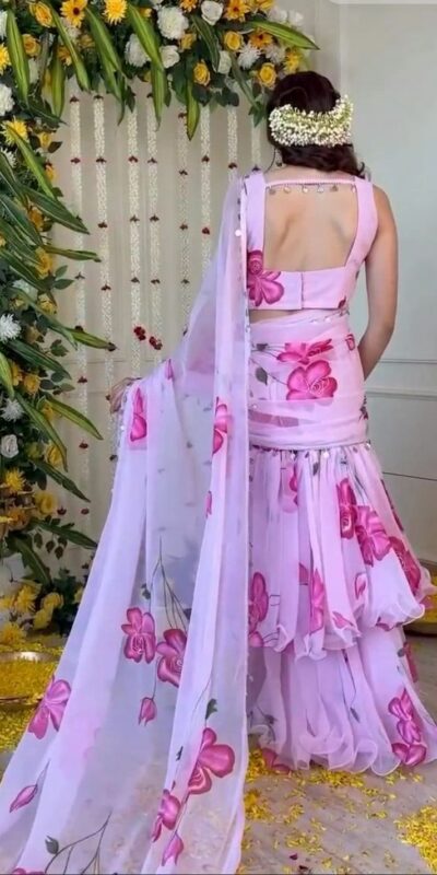 Baby Pink Premium Faux Georgette Digital Print Saree | Sarees, Bollywood Sarees, Creative Sarees, Designer Sarees, Embroidered Sarees, Ethnic Saree, Modern Digital sarees, Party Wear Sarees