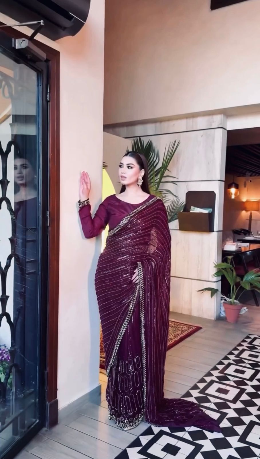 Beautiful Wine Kasturi Silk Sequins Work Saree | Sarees, Bollywood Sarees, Creative Sarees, Designer Sarees, Embroidered Sarees, Ethnic Saree, Modern Digital sarees, Party Wear Sarees