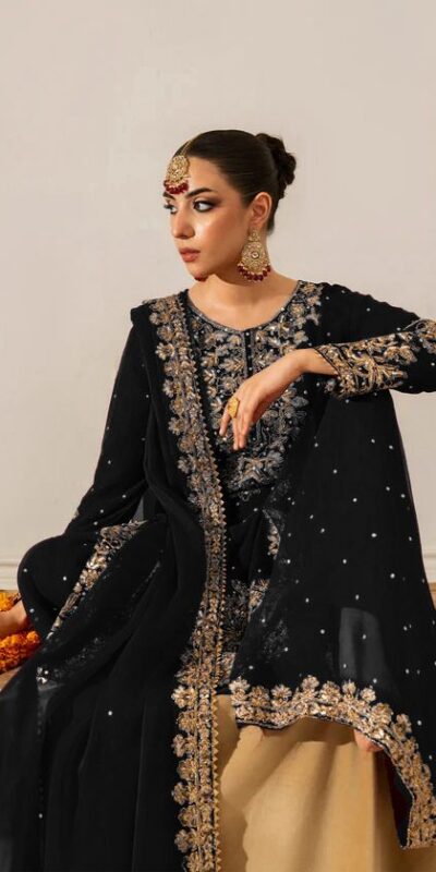 Black Faux Georgette Lace Work Salwar Suit | Jump Suits, Salwar suit, Casual Suits, Creative suits, Designer Suits, Palazzo Suits, Party Wear Suits, Patiala Suits, Straight Suits