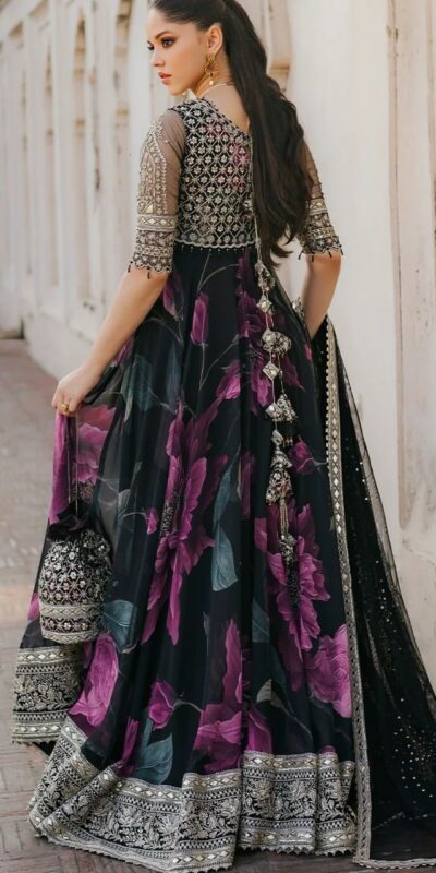 Black Foix Georgette with digital print Anarkali Gown | Gowns, Bollywood Gowns, Creative Gowns, Designer Gowns, Embroidered Gowns, Party Wear Gowns