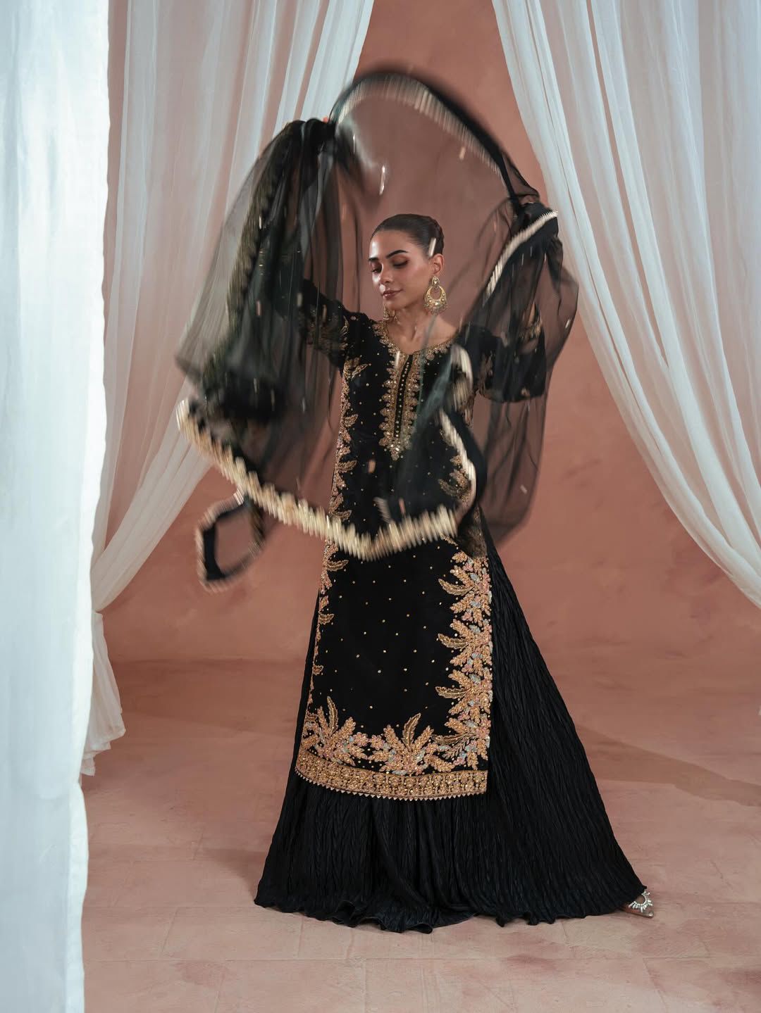 Black Fuax Georgette Embroidery Salwar Suit | Jump Suits, Tops & Bottoms, Track Suits, Salwar suit, Casual Suits, Creative suits, Designer Suits, Palazzo Suits, Party Wear Suits, Patiala Suits, Straight Suits, Trendy Wear