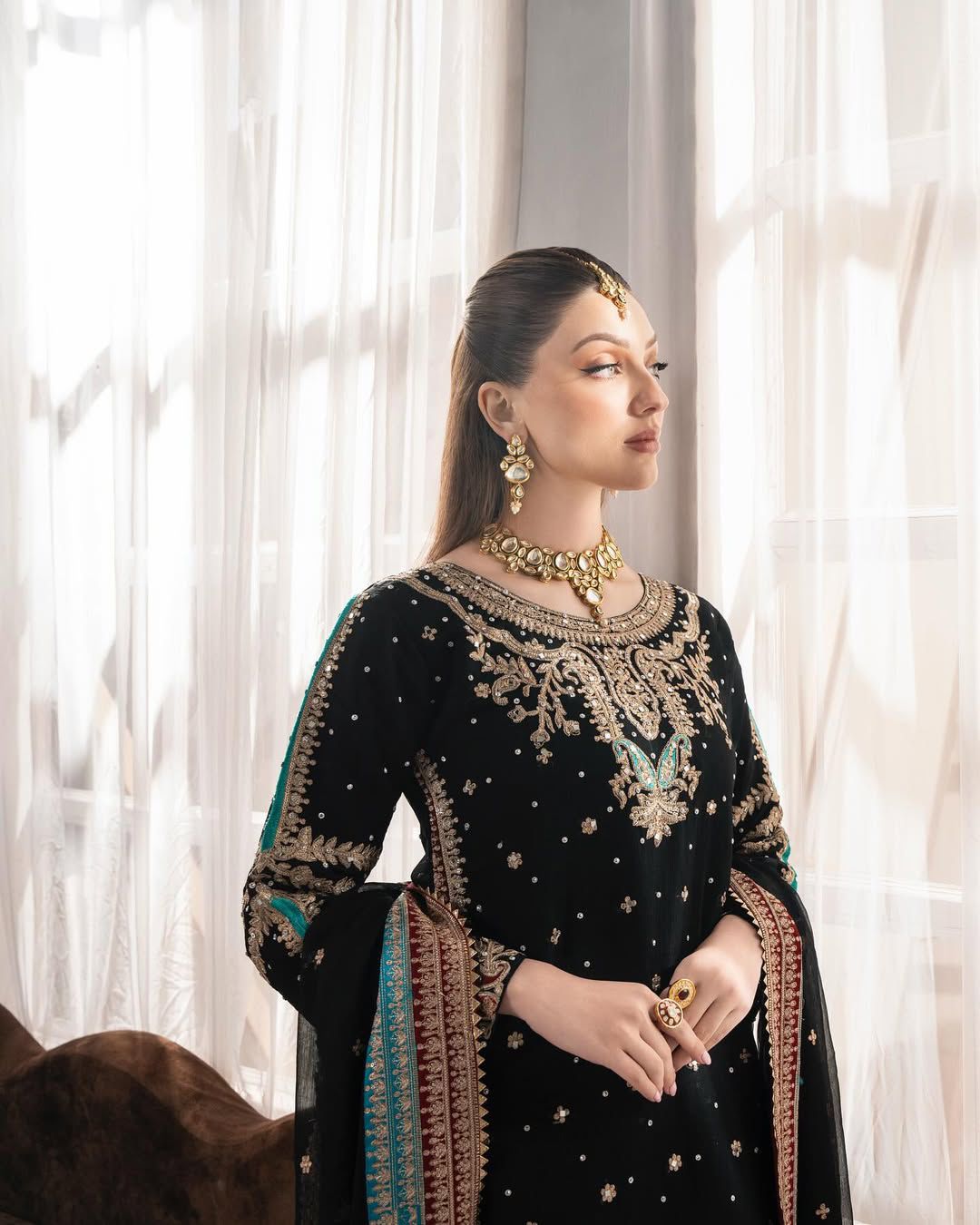 Black Fuax Georgette Mirror Work Embroidery Salwar Suit | Jump Suits, Tops & Bottoms, Track Suits, Salwar suit, Casual Suits, Creative suits, Designer Suits, Palazzo Suits, Party Wear Suits, Patiala Suits, Straight Suits, Trendy Wear
