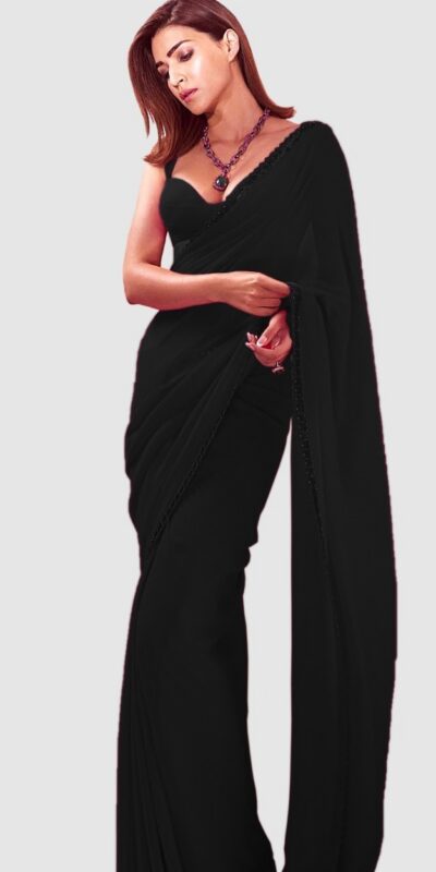 Black Georgette Embroidery Dual Sequence Saree | Sarees, Bollywood Sarees, Creative Sarees, Designer Sarees, Embroidered Sarees, Ethnic Saree, Modern Digital sarees, Party Wear Sarees