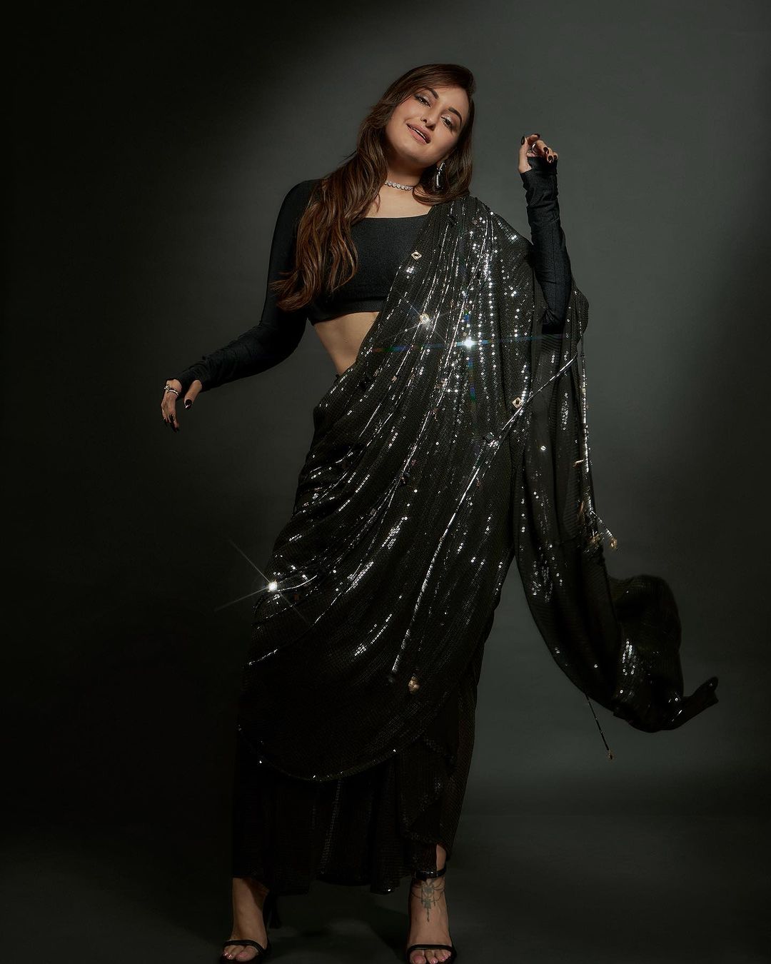 Black Georgette Heavy Sequins Embroidery Saree | Sarees, Bollywood Sarees, Creative Sarees, Designer Sarees, Embroidered Sarees, Ethnic Saree, Modern Digital sarees, Party Wear Sarees