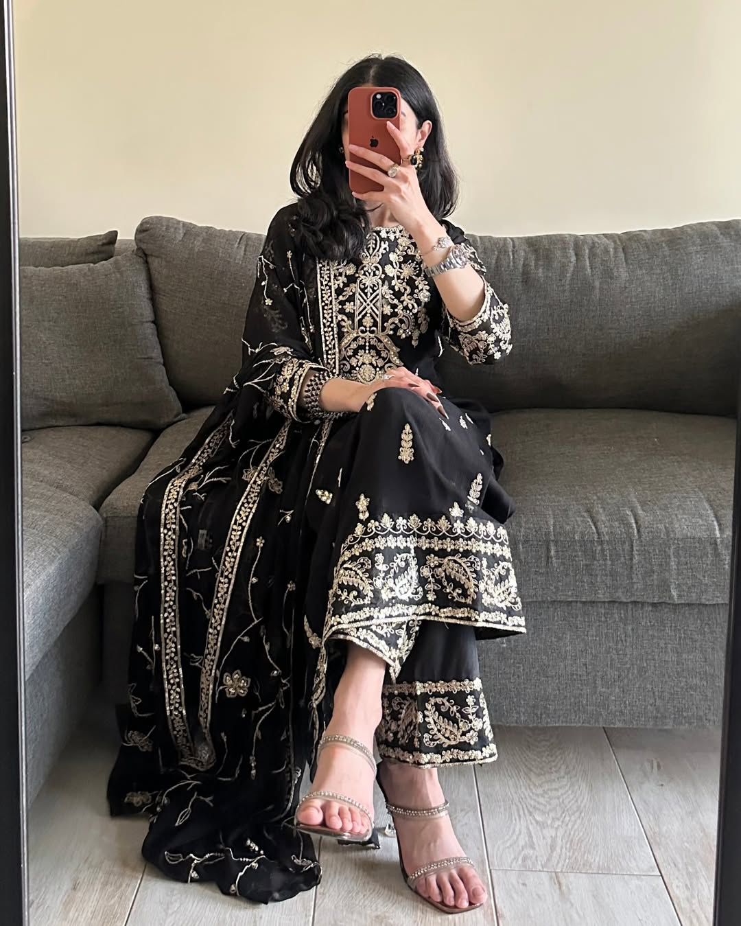 Black Georgette Thread With Sequence Salwar Suit | Jump Suits, Salwar suit, Casual Suits, Creative suits, Designer Suits, Palazzo Suits, Party Wear Suits, Patiala Suits, Straight Suits