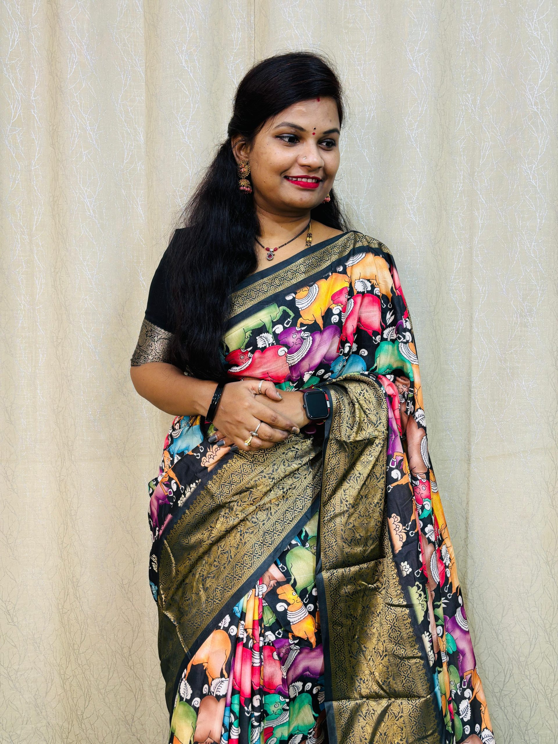 Black Jacquard Dola Silk With Print Saree | Sarees, Bollywood Sarees, Creative Sarees, Designer Sarees, Embroidered Sarees, Ethnic Saree, Modern Digital sarees, Party Wear Sarees