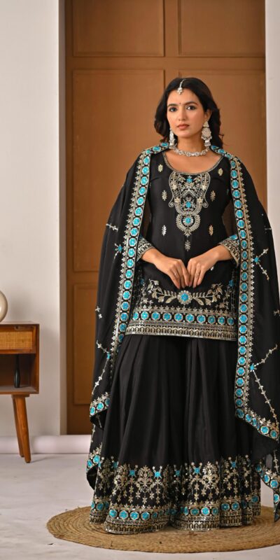 Black NC Vichitra Silk Embroidery Work Salwar Suit | Jump Suits, Salwar suit, Casual Suits, Creative suits, Designer Suits, Palazzo Suits, Party Wear Suits, Patiala Suits, Straight Suits