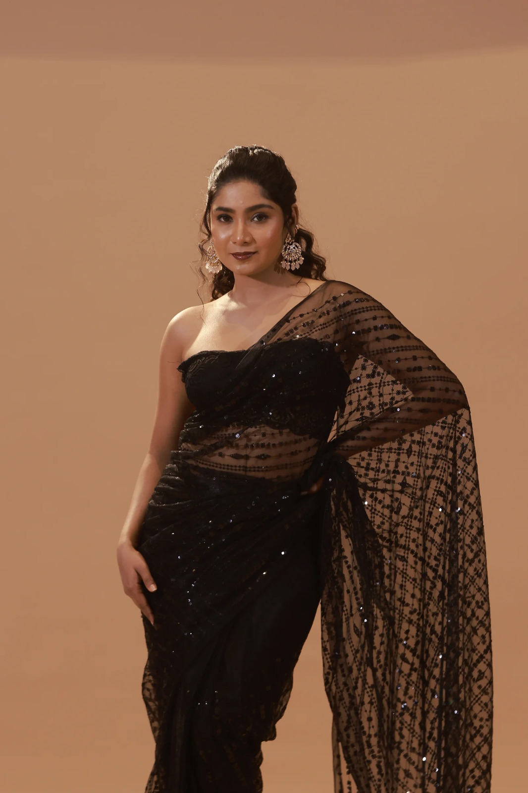 Black Nylon Net Sequence Thread Work Saree | Sarees, Bollywood Sarees, Creative Sarees, Designer Sarees, Embroidered Sarees, Ethnic Saree, Modern Digital sarees, Party Wear Sarees