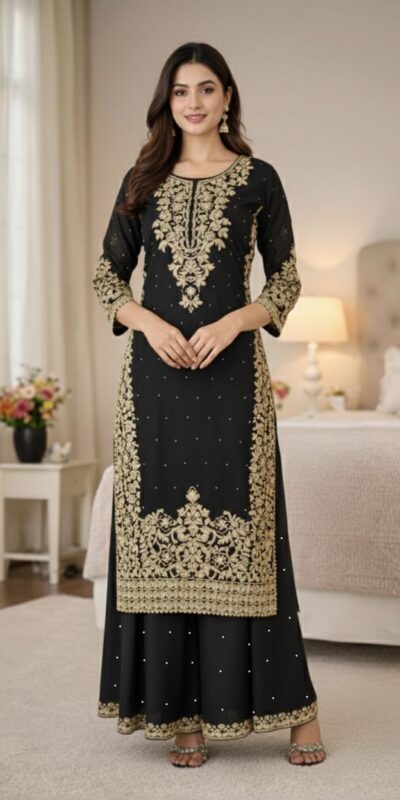 Black Organza Silk Embroidery Work Salwar Suit | Jump Suits, Salwar suit, Casual Suits, Creative suits, Designer Suits, Palazzo Suits, Party Wear Suits, Patiala Suits, Straight Suits