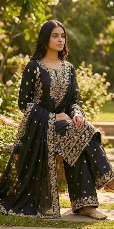 Black Organza Silk With Sequence Work Salwar Suit | Jump Suits, Salwar suit, Casual Suits, Creative suits, Designer Suits, Palazzo Suits, Party Wear Suits, Patiala Suits, Straight Suits