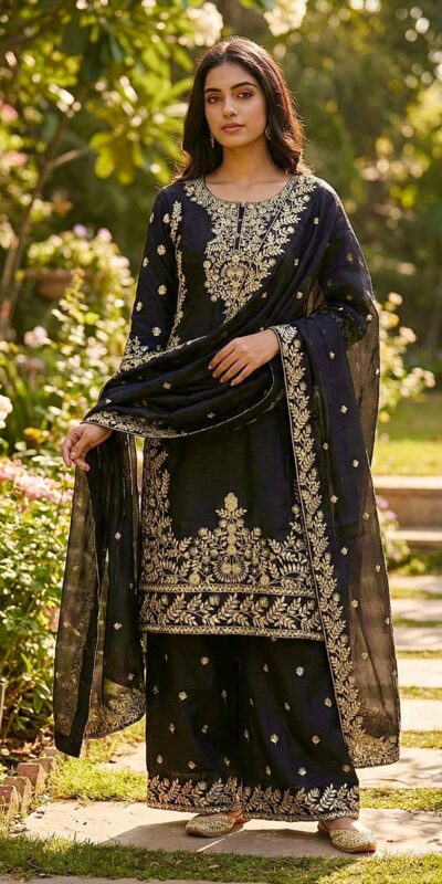 Black Organza Silk With Sequence Work Salwar Suit | Jump Suits, Salwar suit, Casual Suits, Creative suits, Designer Suits, Palazzo Suits, Party Wear Suits, Patiala Suits, Straight Suits