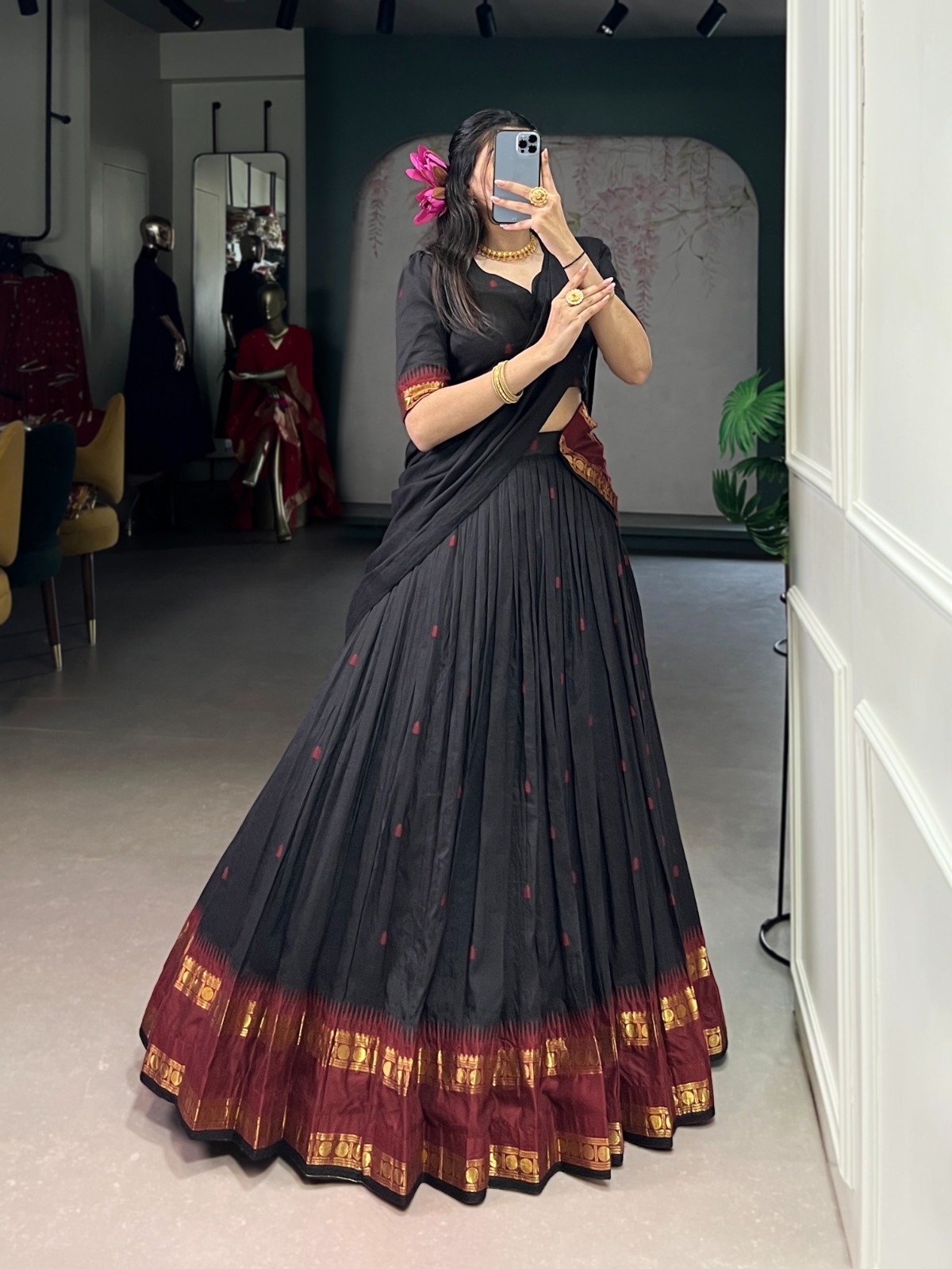 Black Pure Chanderi Zari Work Lehenga Choli | Lehenga, Bollywood Lehenga, Creative Lehenga, Designer Lehenga, Embroidered Lehenga, Party Wear Lehenga