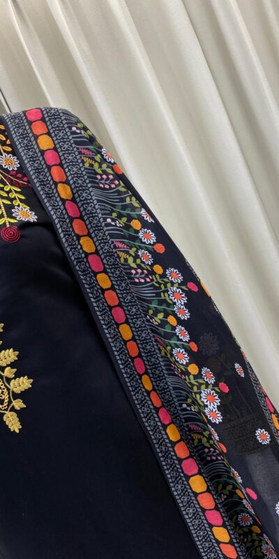 Black Roman Silk With Embroidery Salwar Suit | Jump Suits, Tops & Bottoms, Track Suits, Salwar suit, Casual Suits, Creative suits, Designer Suits, Palazzo Suits, Party Wear Suits, Patiala Suits, Straight Suits, Trendy Wear