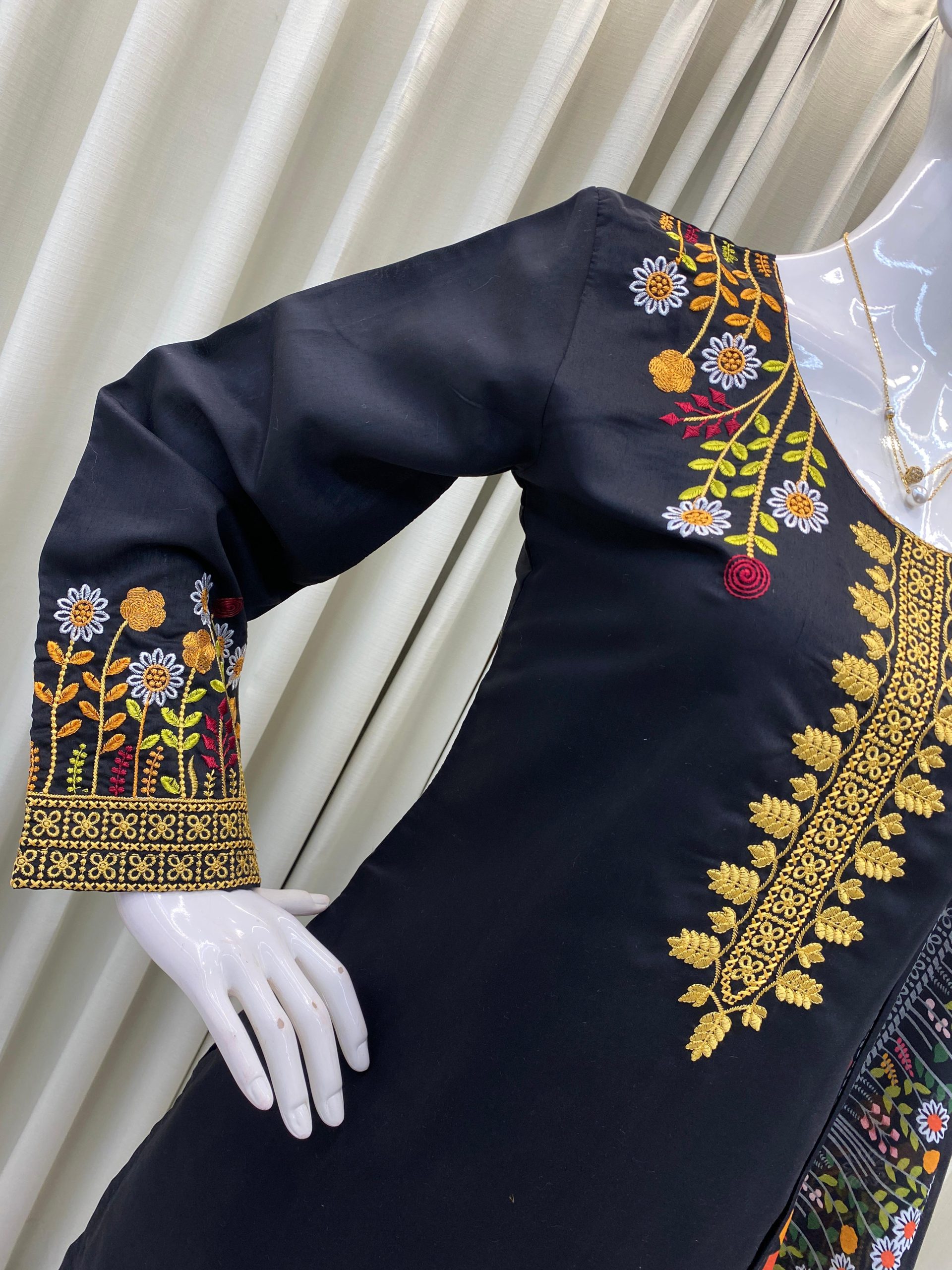 Black Roman Silk With Embroidery Salwar Suit | Jump Suits, Tops & Bottoms, Track Suits, Salwar suit, Casual Suits, Creative suits, Designer Suits, Palazzo Suits, Party Wear Suits, Patiala Suits, Straight Suits, Trendy Wear