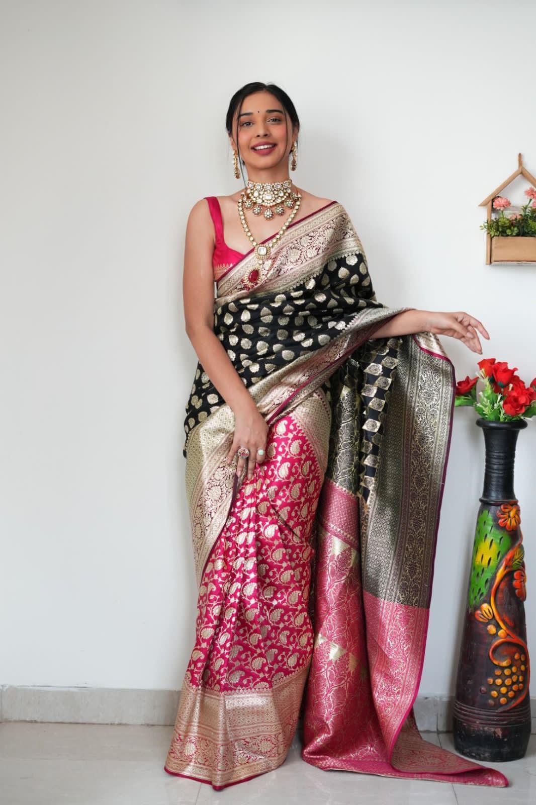 Black Soft Cotton Silk Golden Waving Saree | Sarees, Bollywood Sarees, Creative Sarees, Designer Sarees, Embroidered Sarees, Ethnic Saree, Modern Digital sarees, Party Wear Sarees