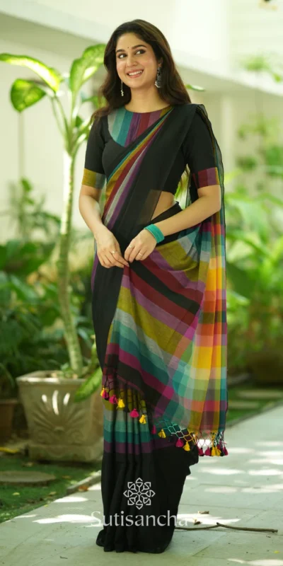Black Soft Cotton With Digital Print Saree | Sarees, Bollywood Sarees, Creative Sarees, Designer Sarees, Embroidered Sarees, Ethnic Saree, Modern Digital sarees, Party Wear Sarees