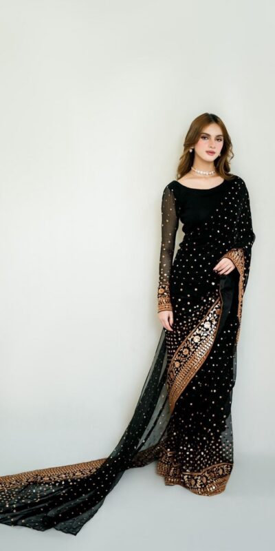 Black Soft Georgette Sequins Work Saree | Sarees, Bollywood Sarees, Creative Sarees, Designer Sarees, Embroidered Sarees, Ethnic Saree, Modern Digital sarees, Party Wear Sarees