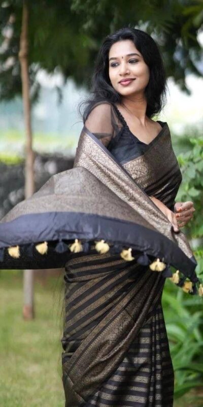 Black Soft Silk Jacquard Work On All Over Saree | Sarees, Bollywood Sarees, Creative Sarees, Designer Sarees, Embroidered Sarees, Ethnic Saree, Modern Digital sarees, Party Wear Sarees