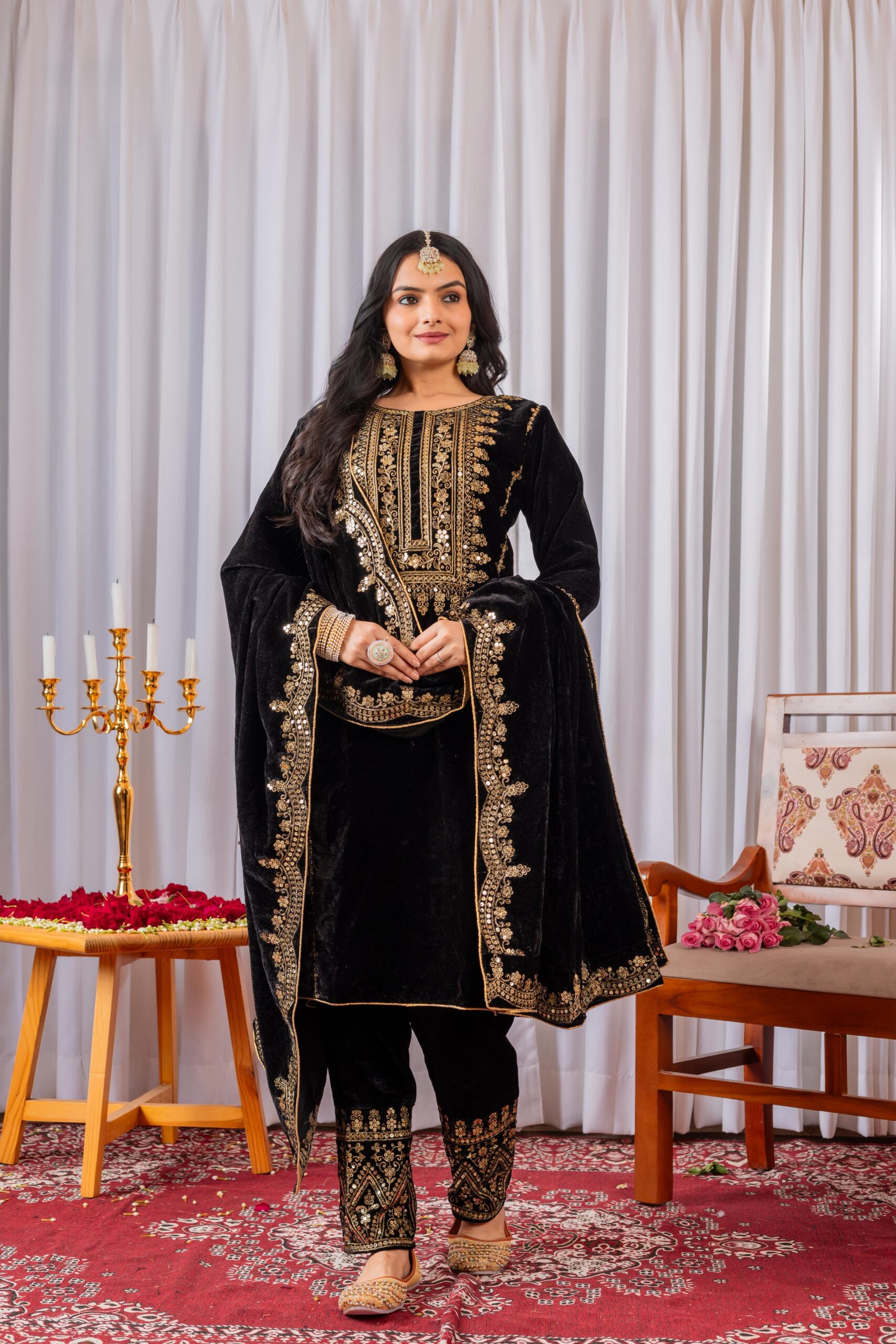 Black Velvet Sequence 5 mm Work Salwar Suit | Jump Suits, Salwar suit, Casual Suits, Creative suits, Designer Suits, Palazzo Suits, Party Wear Suits, Patiala Suits, Straight Suits