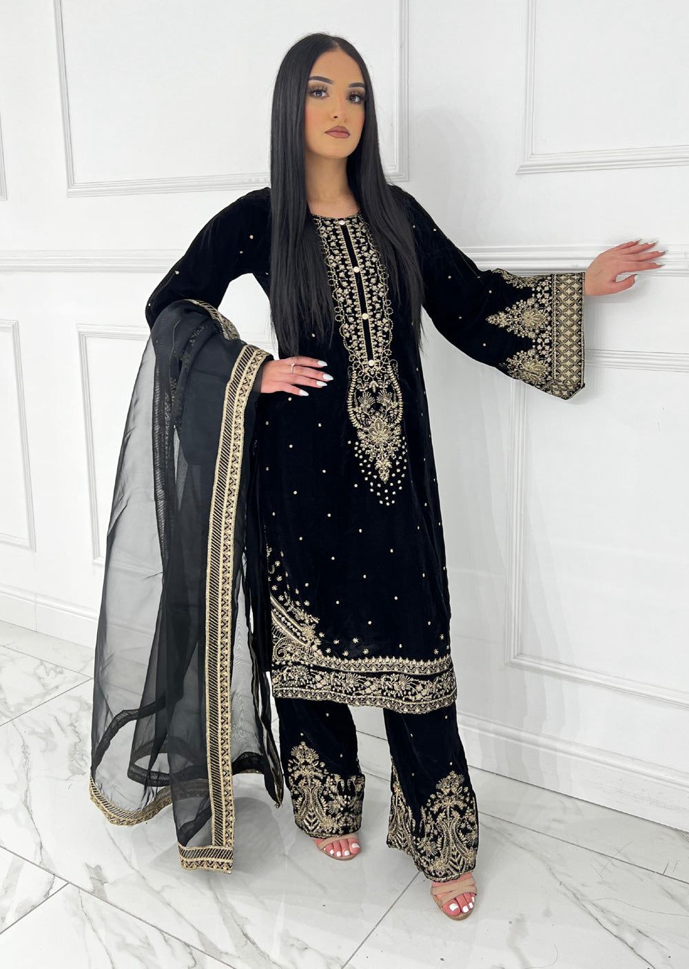 Black Viscose Velvet Sequence Lace Work Salwar Suit | Jump Suits, Salwar suit, Casual Suits, Creative suits, Designer Suits, Palazzo Suits, Party Wear Suits, Patiala Suits, Straight Suits
