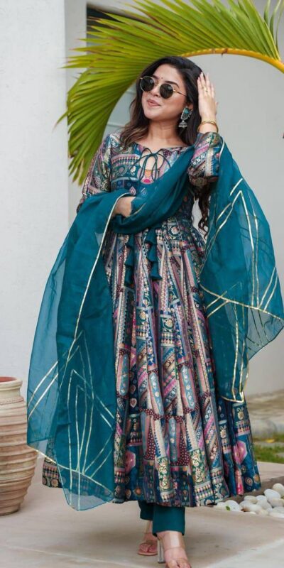 Blue Chinnon Border Lace Work Salwar Suit | Jump Suits, Salwar suit, Casual Suits, Creative suits, Designer Suits, Palazzo Suits, Party Wear Suits, Patiala Suits, Straight Suits