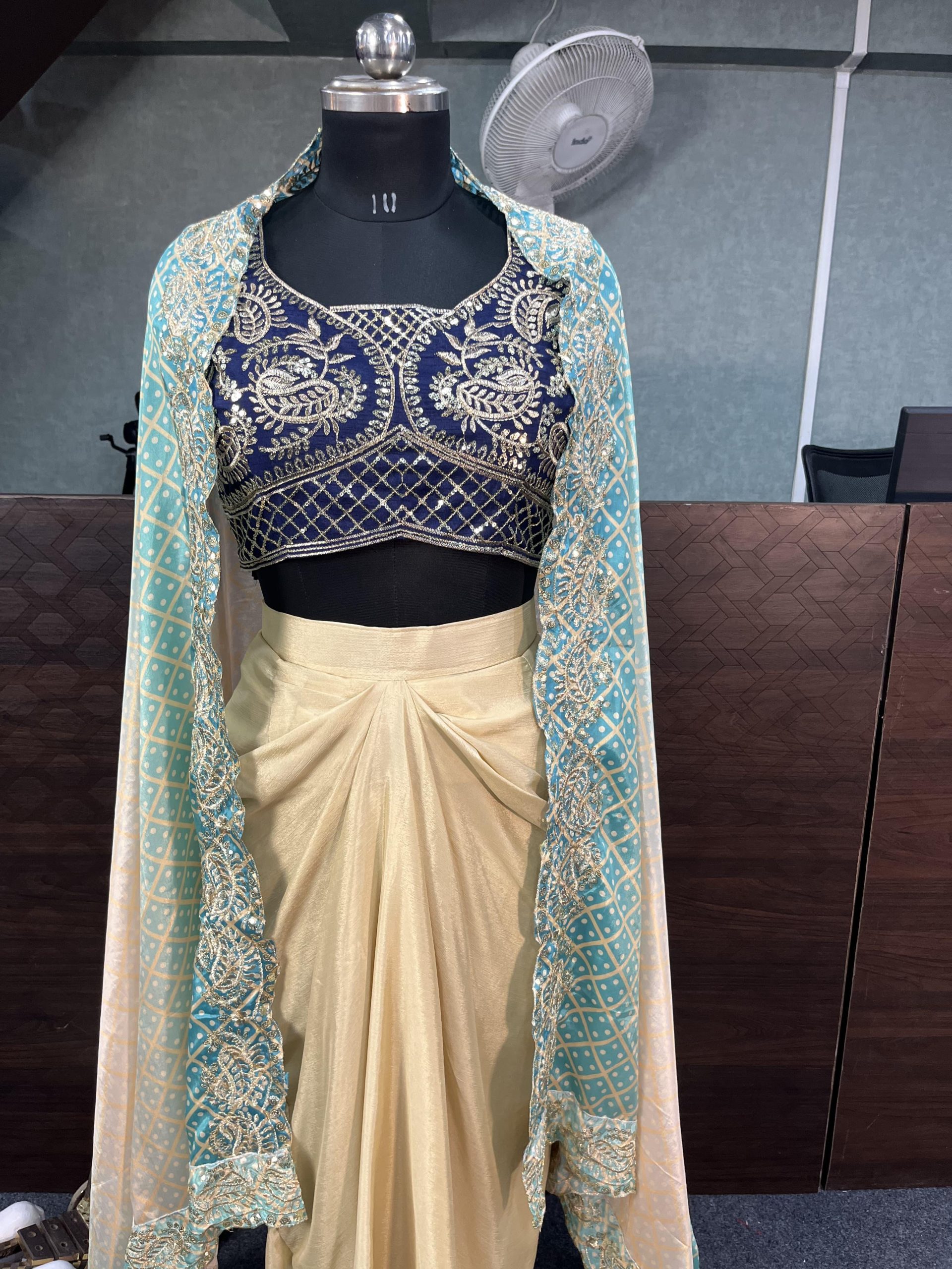 Blue Chinon Silk Embroidery Sequins Work Dhoti Suit | Jump Suits, Salwar suit, Casual Suits, Creative suits, Designer Suits, Palazzo Suits, Party Wear Suits, Patiala Suits, Straight Suits