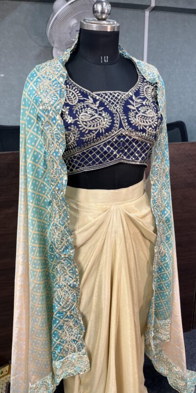 Blue Chinon Silk Embroidery Sequins Work Dhoti Suit | Jump Suits, Salwar suit, Casual Suits, Creative suits, Designer Suits, Palazzo Suits, Party Wear Suits, Patiala Suits, Straight Suits