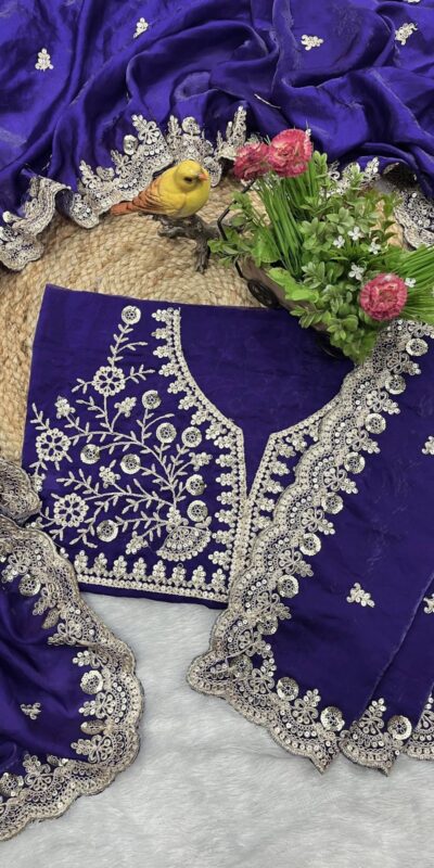 Blue Fandy Satin Silk Zari Work Saree | Sarees, Bollywood Sarees, Creative Sarees, Designer Sarees, Embroidered Sarees, Ethnic Saree, Modern Digital sarees, Party Wear Sarees