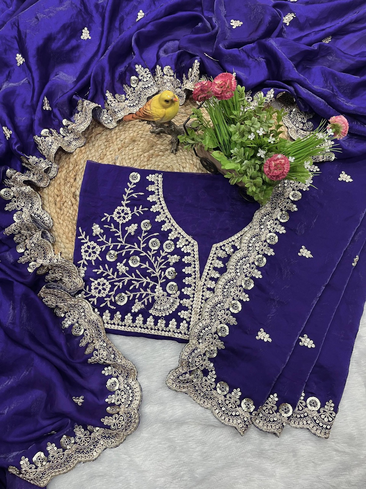 Blue Fandy Satin Silk Zari Work Saree | Sarees, Bollywood Sarees, Creative Sarees, Designer Sarees, Embroidered Sarees, Ethnic Saree, Modern Digital sarees, Party Wear Sarees