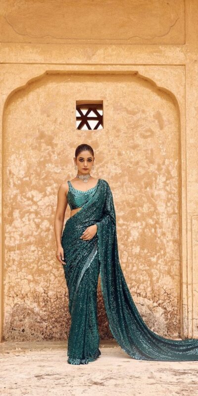Blue Georgette Khichdi Saree | Sarees, Bollywood Sarees, Creative Sarees, Designer Sarees, Embroidered Sarees, Ethnic Saree, Modern Digital sarees, Party Wear Sarees