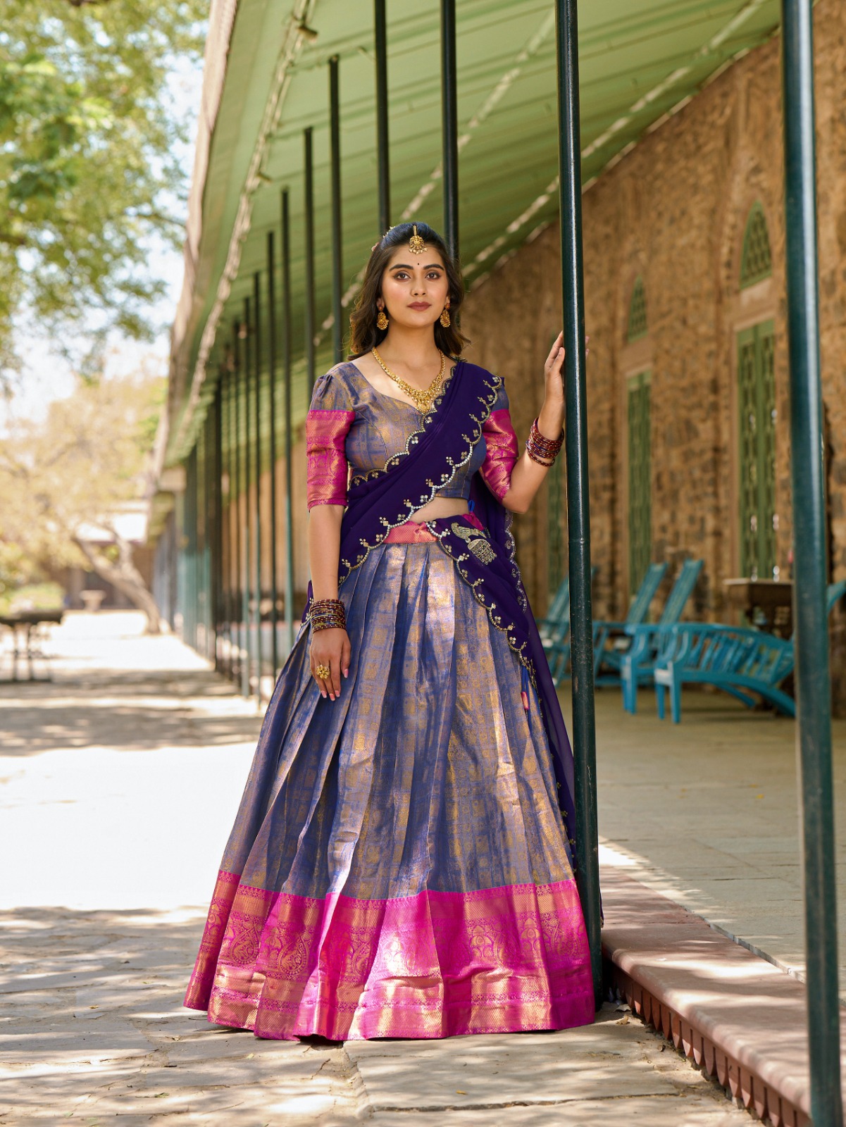 Blue Kanjivaram Weaving Lehenga Choli | Lehenga, Bollywood Lehenga, Creative Lehenga, Designer Lehenga, Embroidered Lehenga, Party Wear Lehenga