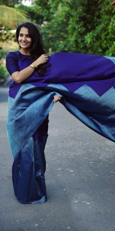 Blue Lichi Silk Lace Border Work Saree | Sarees, Bollywood Sarees, Creative Sarees, Designer Sarees, Embroidered Sarees, Ethnic Saree, Modern Digital sarees, Party Wear Sarees