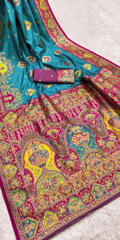 Blue Paithani Silk Border Lace Work Saree | Sarees, Bollywood Sarees, Creative Sarees, Designer Sarees, Embroidered Sarees, Ethnic Saree, Modern Digital sarees, Party Wear Sarees