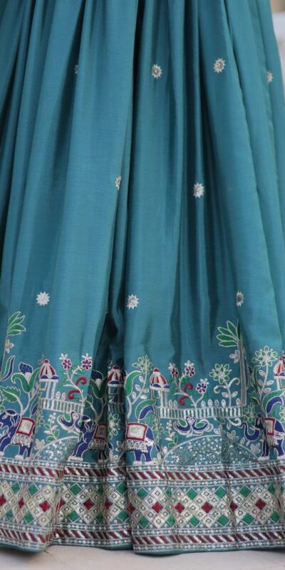 Blue Pure Chinon Embroidery Work Lehenga Choli | Lehenga, Bollywood Lehenga, Creative Lehenga, Designer Lehenga, Embroidered Lehenga, Party Wear Lehenga