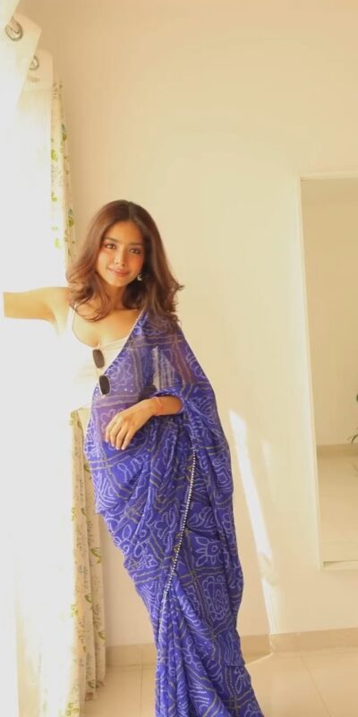 Blue Soft Georgette Silk Bandhani Design Saree | Sarees, Bollywood Sarees, Creative Sarees, Designer Sarees, Embroidered Sarees, Ethnic Saree, Modern Digital sarees, Party Wear Sarees