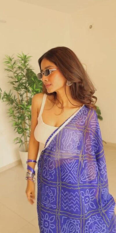 Blue Soft Georgette Silk Bandhani Design Saree | Sarees, Bollywood Sarees, Creative Sarees, Designer Sarees, Embroidered Sarees, Ethnic Saree, Modern Digital sarees, Party Wear Sarees