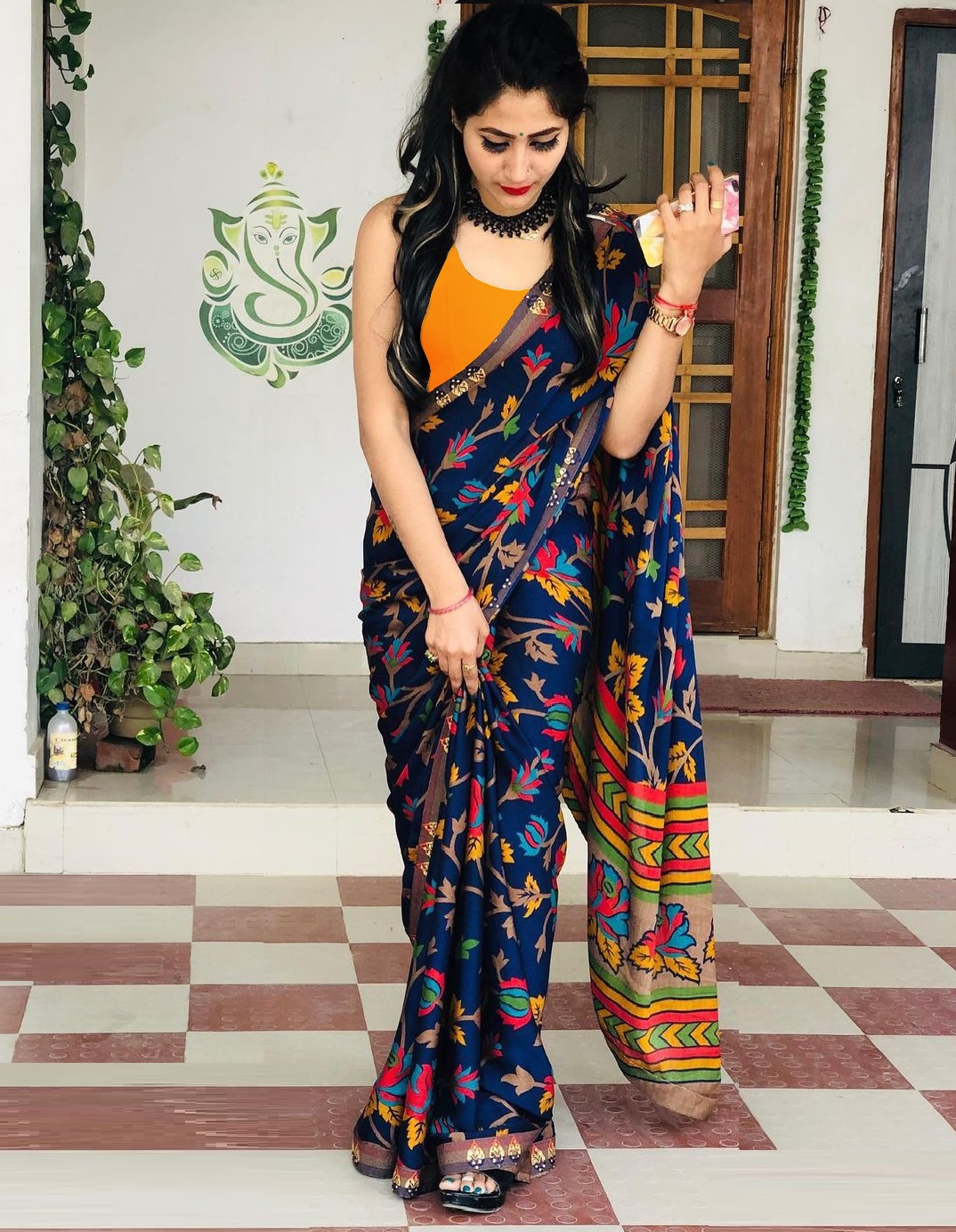 Blue Softy Silk Digital Print Lace Work Saree | Sarees, Bollywood Sarees, Creative Sarees, Designer Sarees, Embroidered Sarees, Ethnic Saree, Modern Digital sarees, Party Wear Sarees