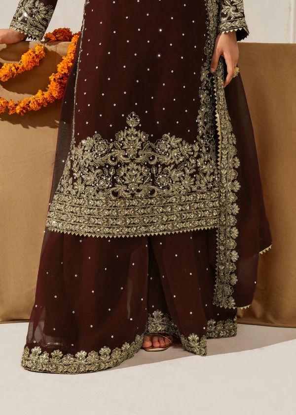 Brown Faux Georgette Lace Work Salwar Suit | Jump Suits, Salwar suit, Casual Suits, Creative suits, Designer Suits, Palazzo Suits, Party Wear Suits, Patiala Suits, Straight Suits