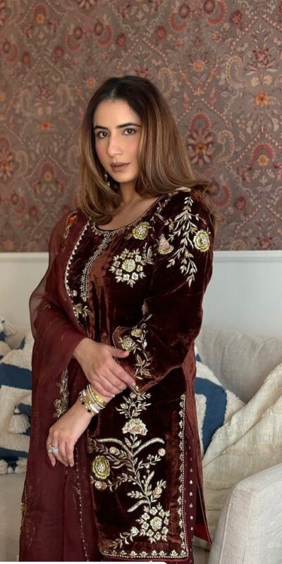 Brown Soft Organza Lace Embroidery Work Salwar Suit | Jump Suits, Tops & Bottoms, Track Suits, Salwar suit, Casual Suits, Creative suits, Designer Suits, Palazzo Suits, Party Wear Suits, Patiala Suits, Straight Suits, Trendy Wear