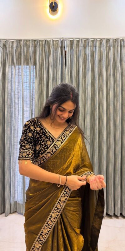 Brown Space Silk Embroidery Zari Work Saree | Sarees, Bollywood Sarees, Creative Sarees, Designer Sarees, Embroidered Sarees, Ethnic Saree, Modern Digital sarees, Party Wear Sarees