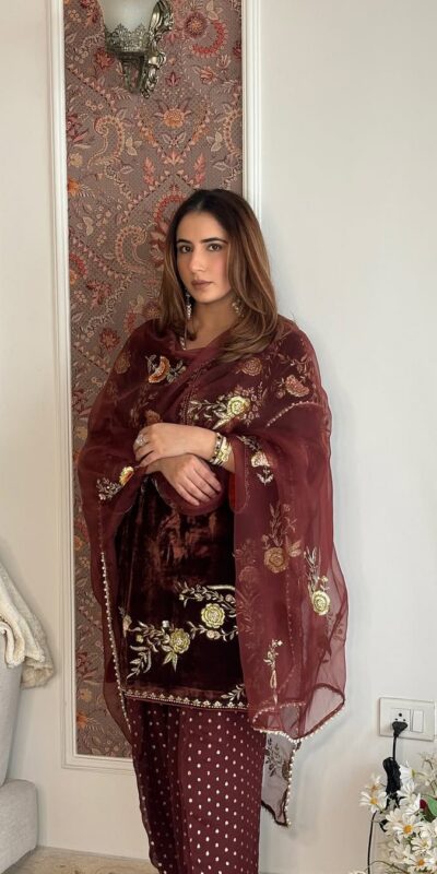 Brown Viscose Velvet Embroidery Work Salwar Suit | Jump Suits, Salwar suit, Casual Suits, Creative suits, Designer Suits, Palazzo Suits, Party Wear Suits, Patiala Suits, Straight Suits
